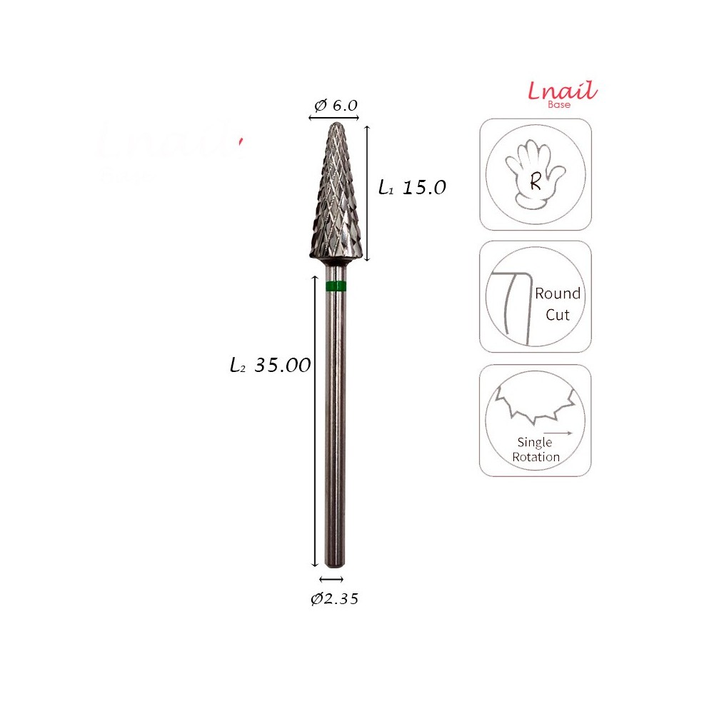 Fresa Cono 6,0mm Grossa Taglio Incrociato LL 15,0mm
