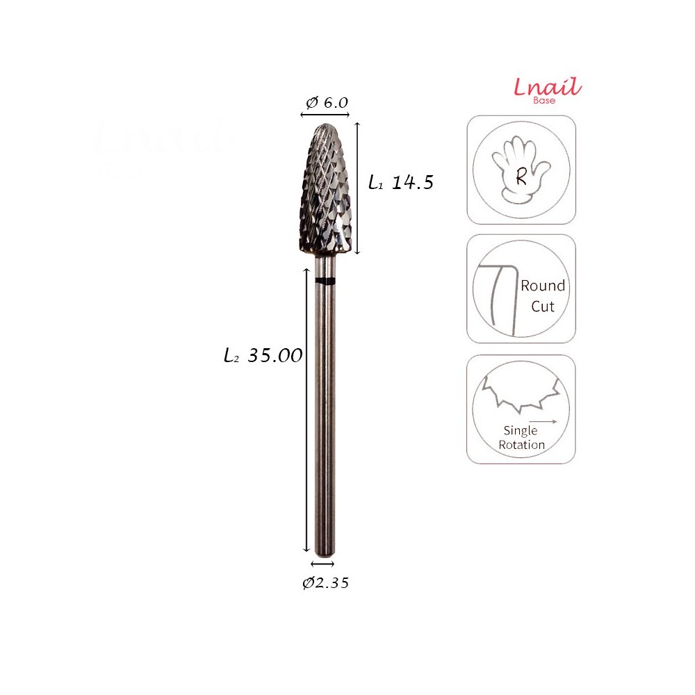 Fresa Maíz 6,0mm Extra Gruesa Corte Cruzado LT 14,5mm