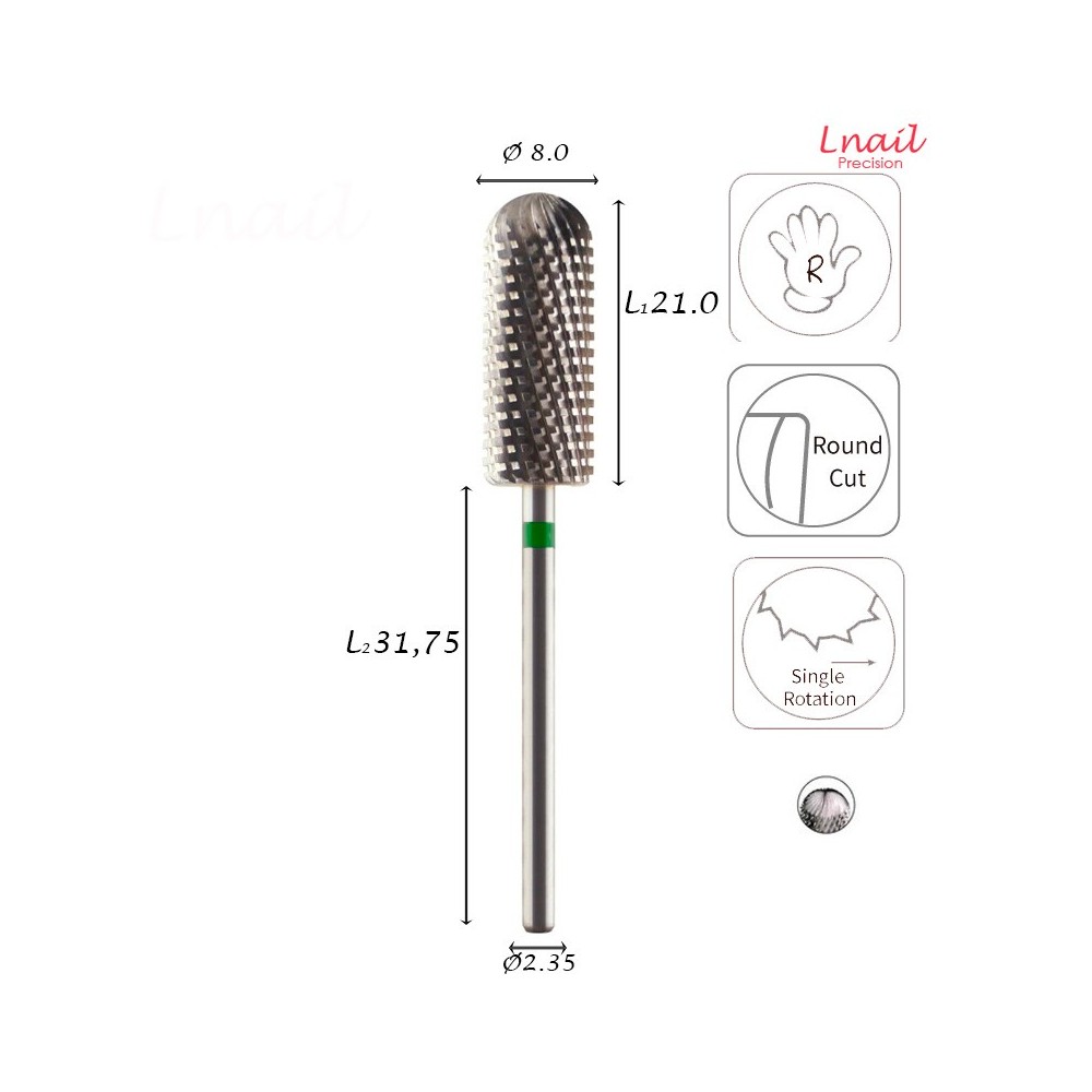 Fresa Cilindro 8,0mm Gruesa Corte Cruzado LT 21,0mm
