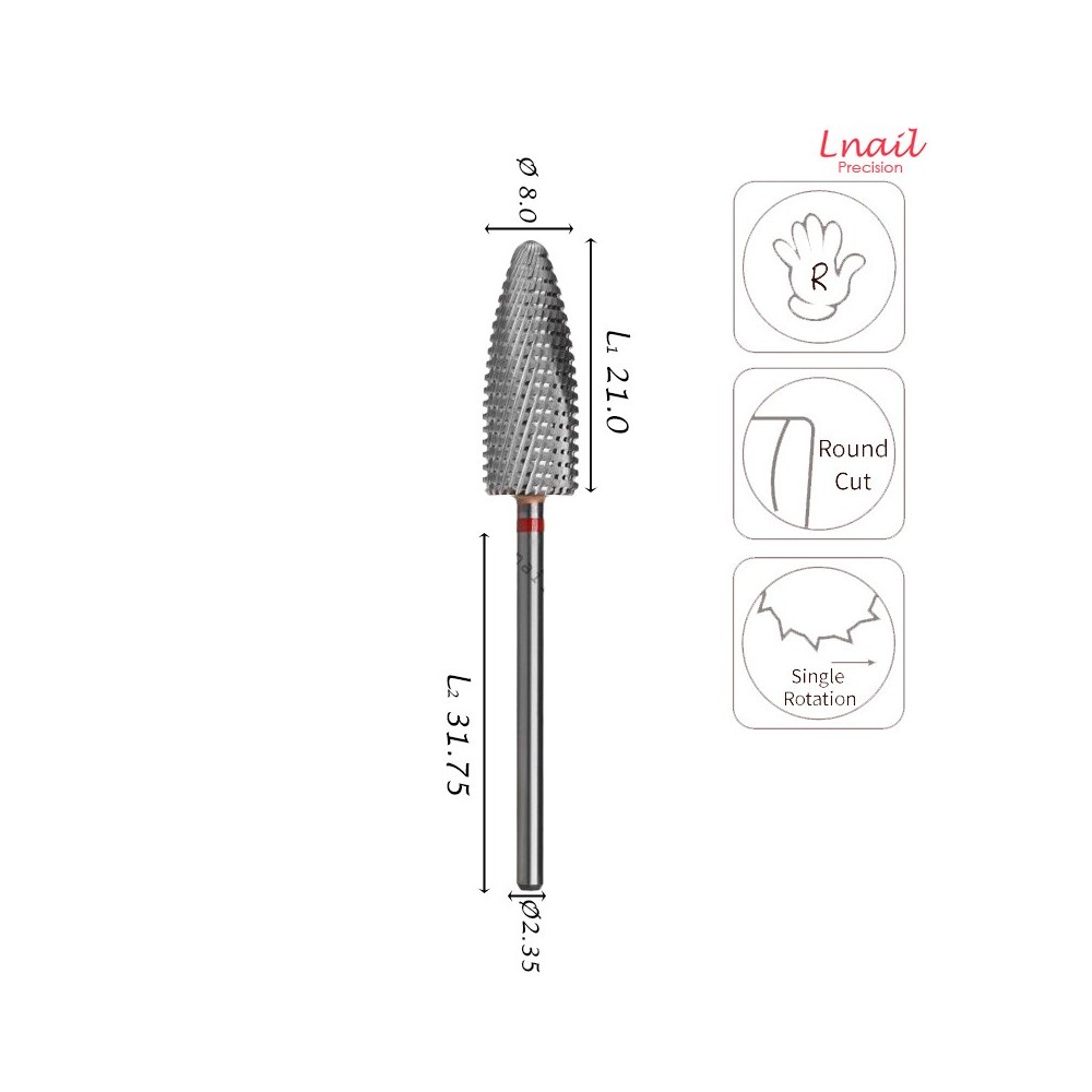 Fresa Fiamma 8,0mm Fine Taglio Incrociato LL 21,0mm