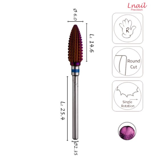 Fresa Flama 6,0mm Media DLC Corte Longitudinal LT 14,6mm