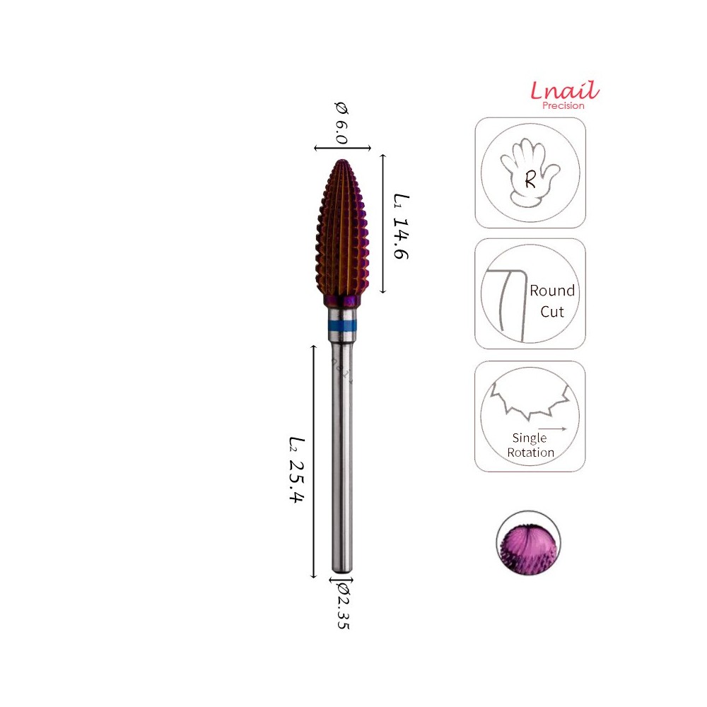Fresa Fiamma 6,0mm Media DLC Taglio Longitudinale LL 14,6mm