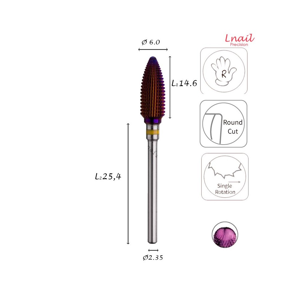 Fresa Fiamma 6,0mm Extra Fine DLC Taglio Longitudinale LL 14,6mm