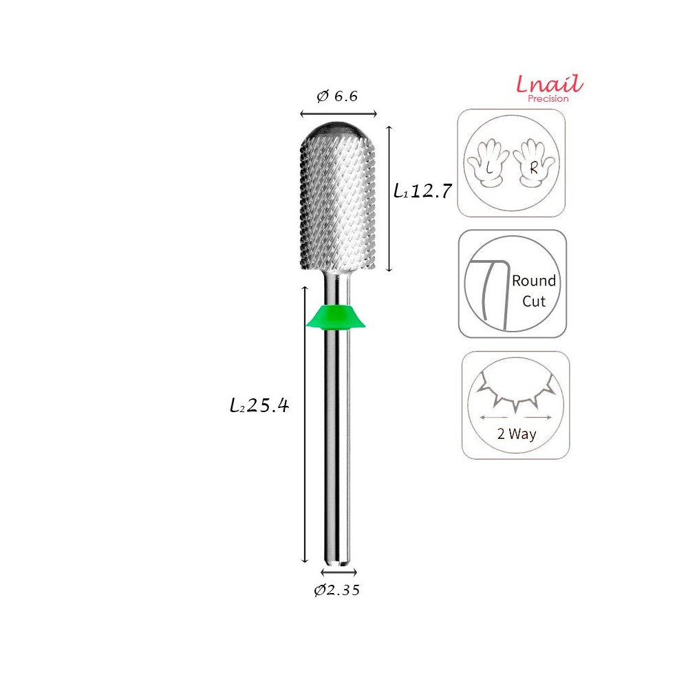 Hartmetall Zylinder 6,6 mm Grob Kreuzverzahnung AL 12,7 mm L/R