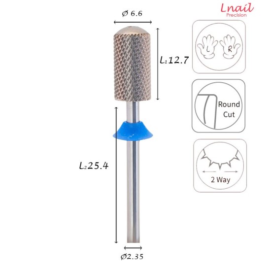 Carbide Barrel Bit 6.6mm Medium Cross Cut WL 12.7mm L/R