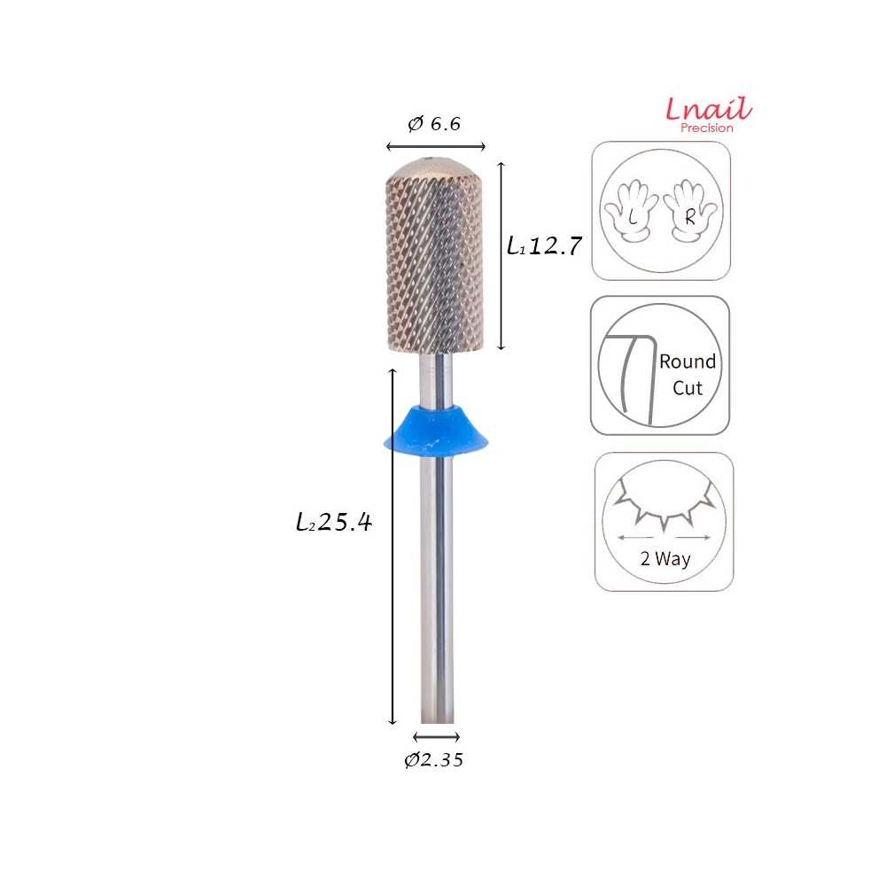 Hartmetall Zylinder 6,6 mm Mittel Kreuzverzahnung AL 12,7 mm L/R