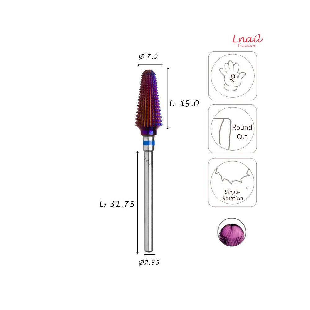 Carbide Cone Bit 7.0mm Medium DLC Long Cut WL 15.0mm