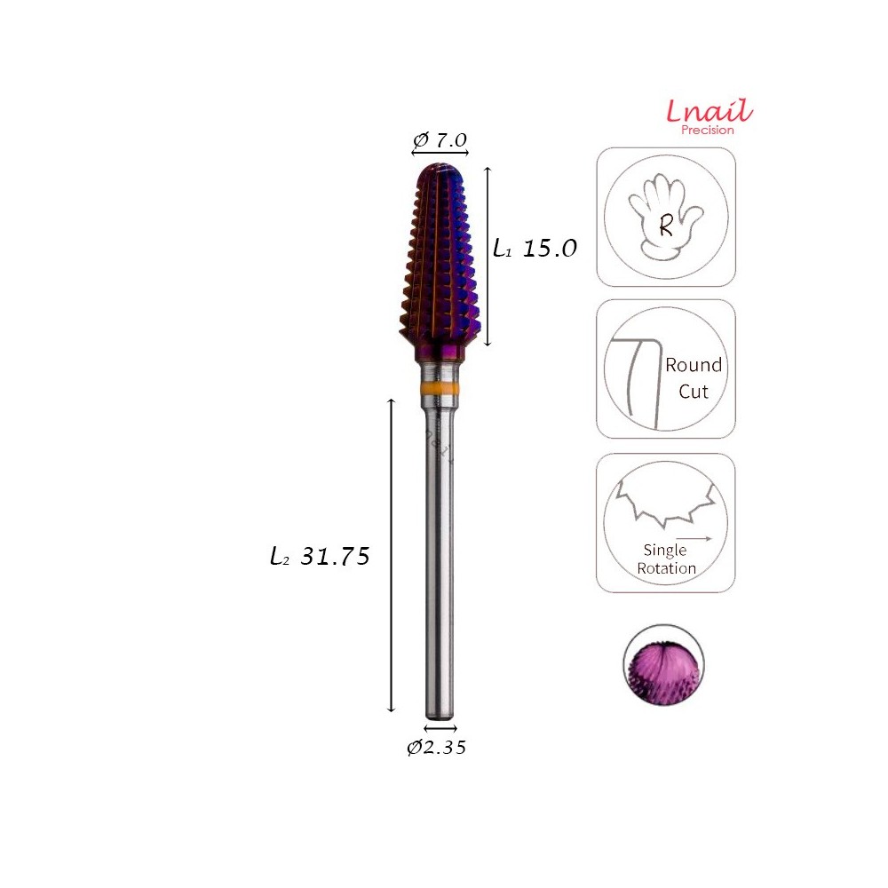 Hartmetall Konus 7,0 mm Extra Grob DLC Längsverzahnung AL 15,0 mm