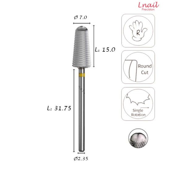 Fresa Cono 7,0mm Extra Fine Taglio Longitudinale LL 15,0mm