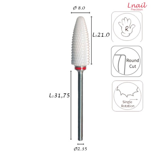 Keramikfräser Mais 8,0 mm Fein Kreuzverzahnung AL 21,0 mm