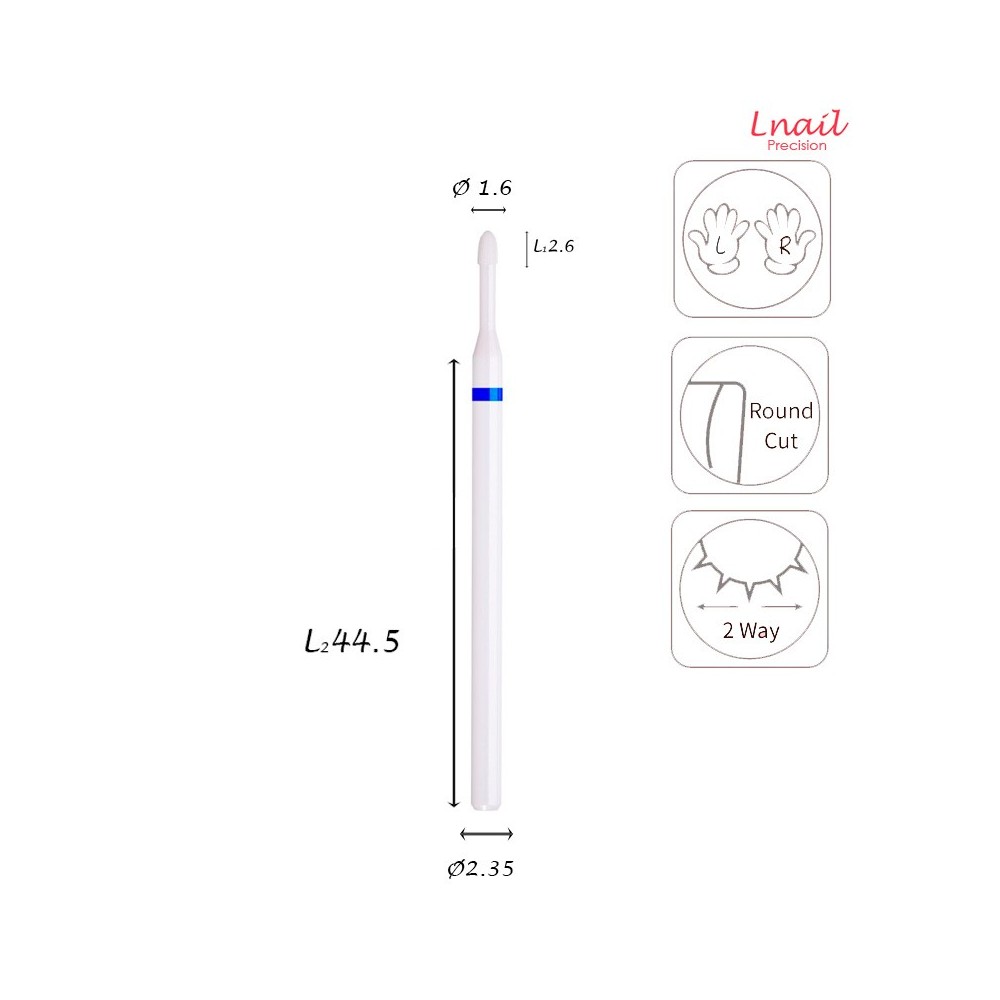 Keramikfräser Mais 1,6 mm Mittel Kreuzverzahnung AL 2,6 mm L/R
